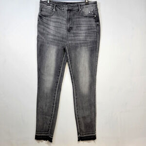 Judy Blue Jeans Womens 15/32 Gray Skinny High Rise Distressed Raw Hem Stretch